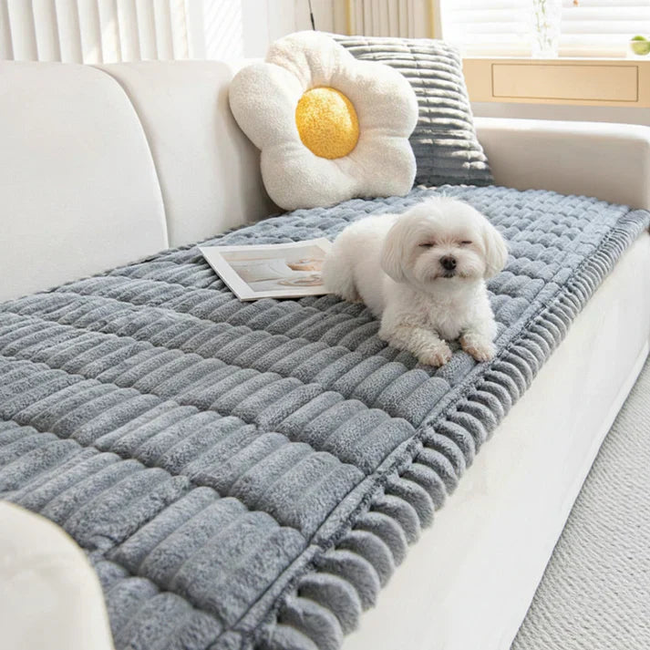 Plush Quilted Non-Slip Sofa Protector Cover for Pets