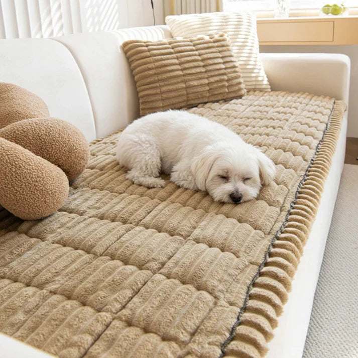 Plush Quilted Non-Slip Sofa Protector Cover for Pets