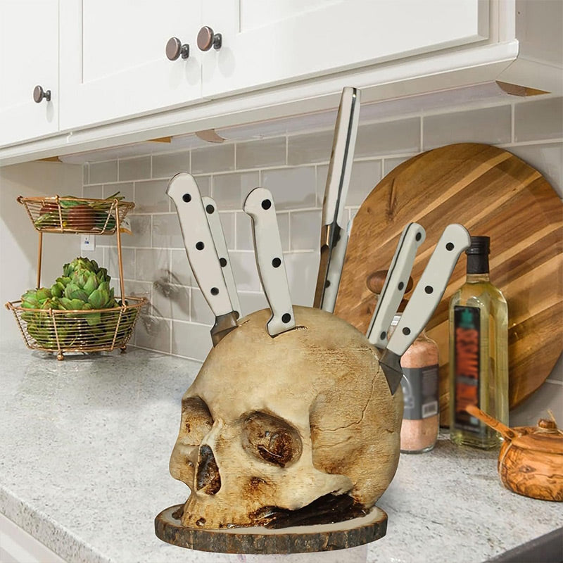 🎃Gotisk Knivholder Med Hodeskalle
