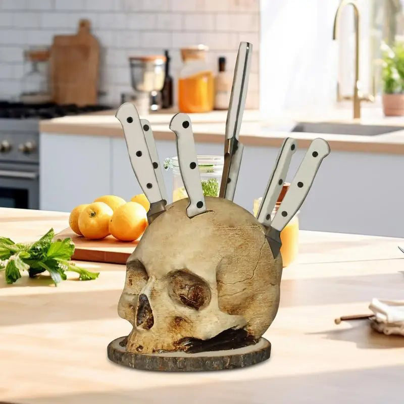 🎃Gotisk Knivholder Med Hodeskalle