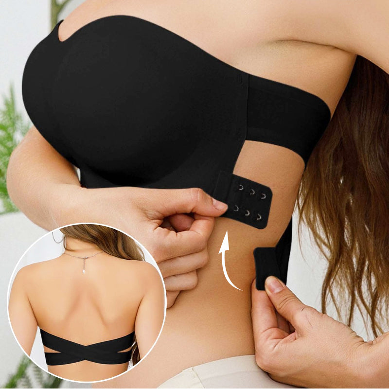 Women's wireless strapless bra with side closure