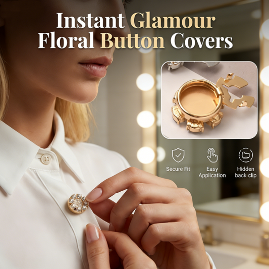 Decorative button covers with rhinestone flower design