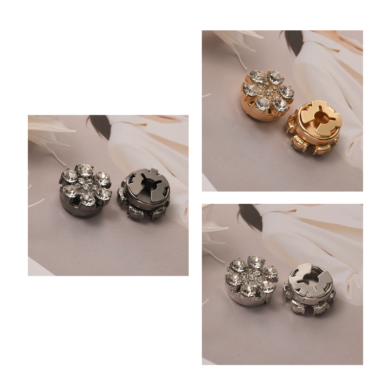 Decorative button covers with rhinestone flower design