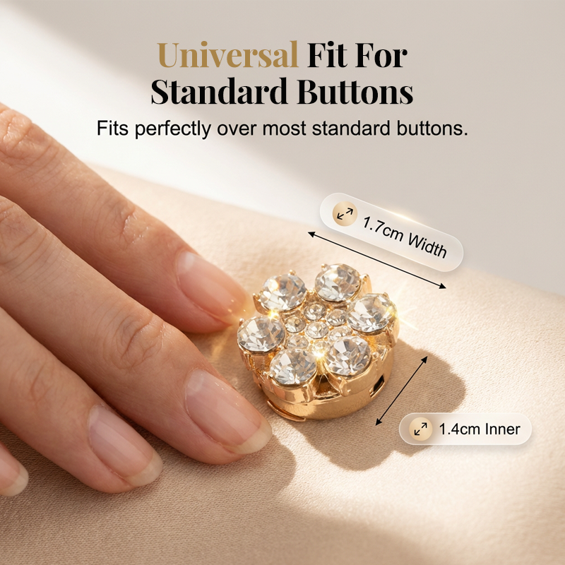 Decorative button covers with rhinestone flower design