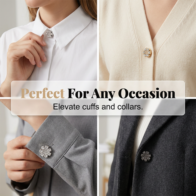 Decorative button covers with rhinestone flower design
