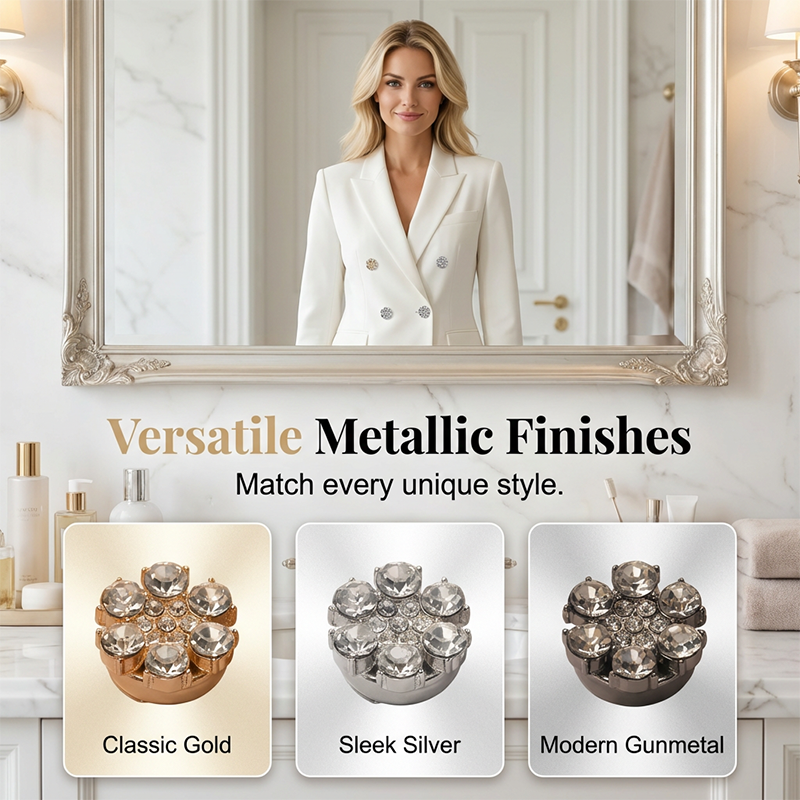 Decorative button covers with rhinestone flower design