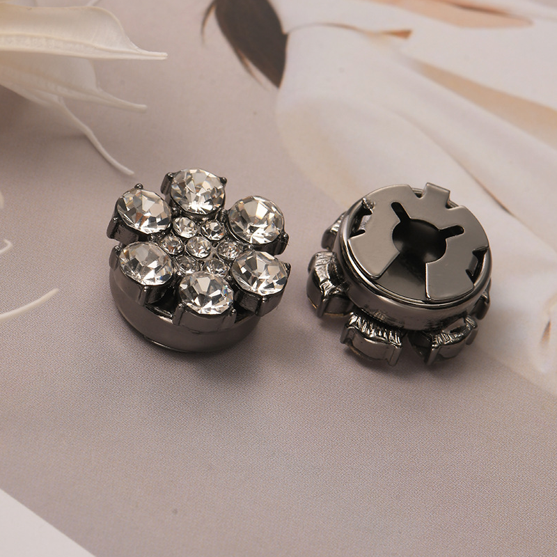 Decorative button covers with rhinestone flower design