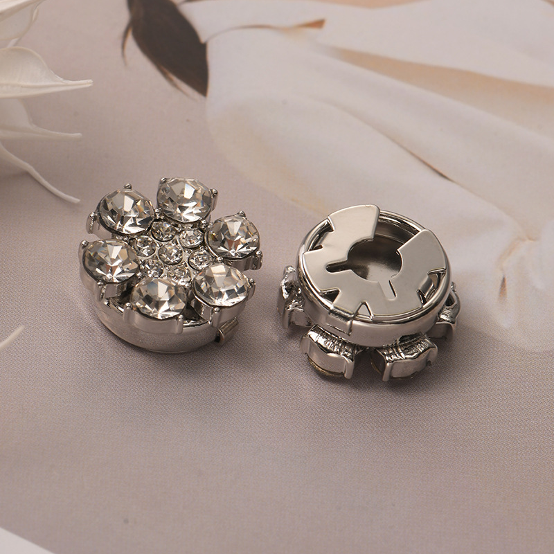 Decorative button covers with rhinestone flower design