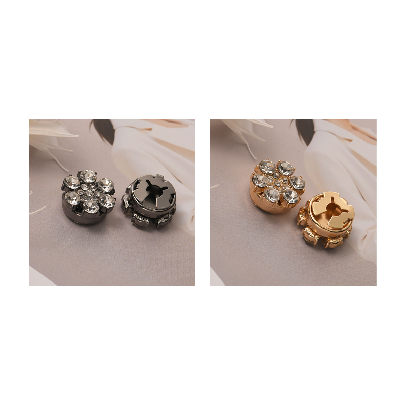 Decorative button covers with rhinestone flower design