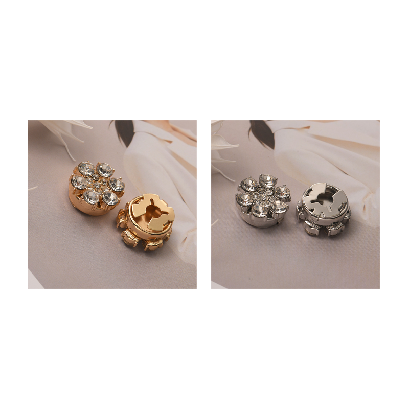 Decorative button covers with rhinestone flower design