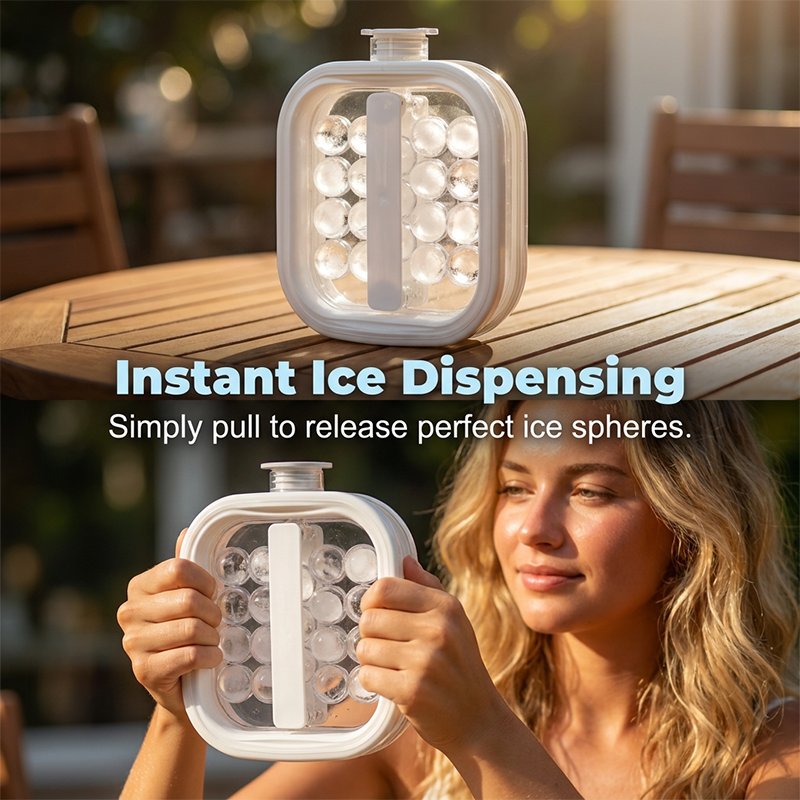 Portable silicone ice cube kettle for spherical ice cubes