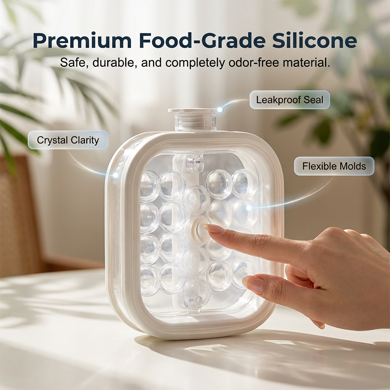 Portable silicone ice cube kettle for spherical ice cubes