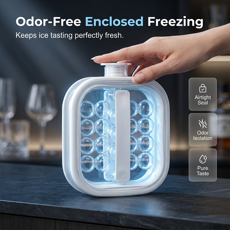 Portable silicone ice cube kettle for spherical ice cubes