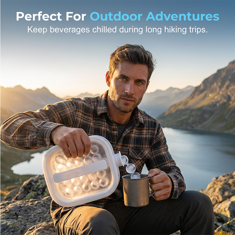 Portable silicone ice cube kettle for spherical ice cubes