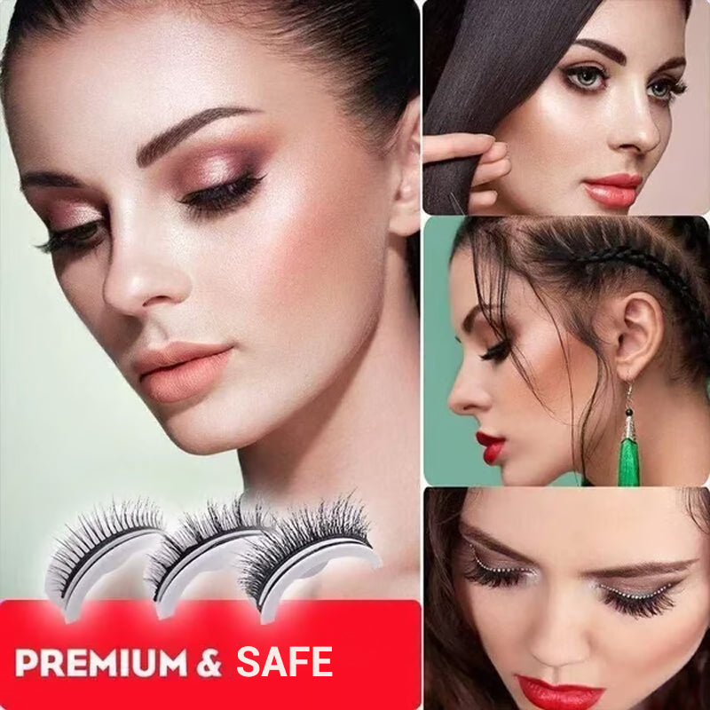 📢 55% Off – Reusable, Glue-Free Self-Adhesive False Eyelashes, Apply in 3 Seconds, Natural Curl, Set of 3 Pairs