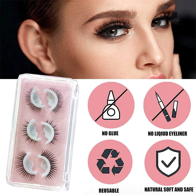 📢 55% Off – Reusable, Glue-Free Self-Adhesive False Eyelashes, Apply in 3 Seconds, Natural Curl, Set of 3 Pairs