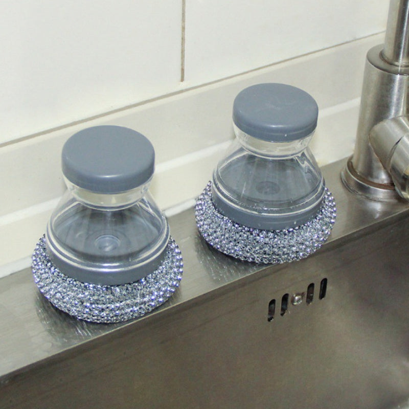 🧼Scrub brush with dish soap dispenser and detachable PET head