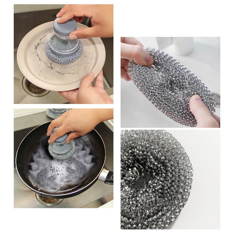 🧼Scrub brush with dish soap dispenser and detachable PET head