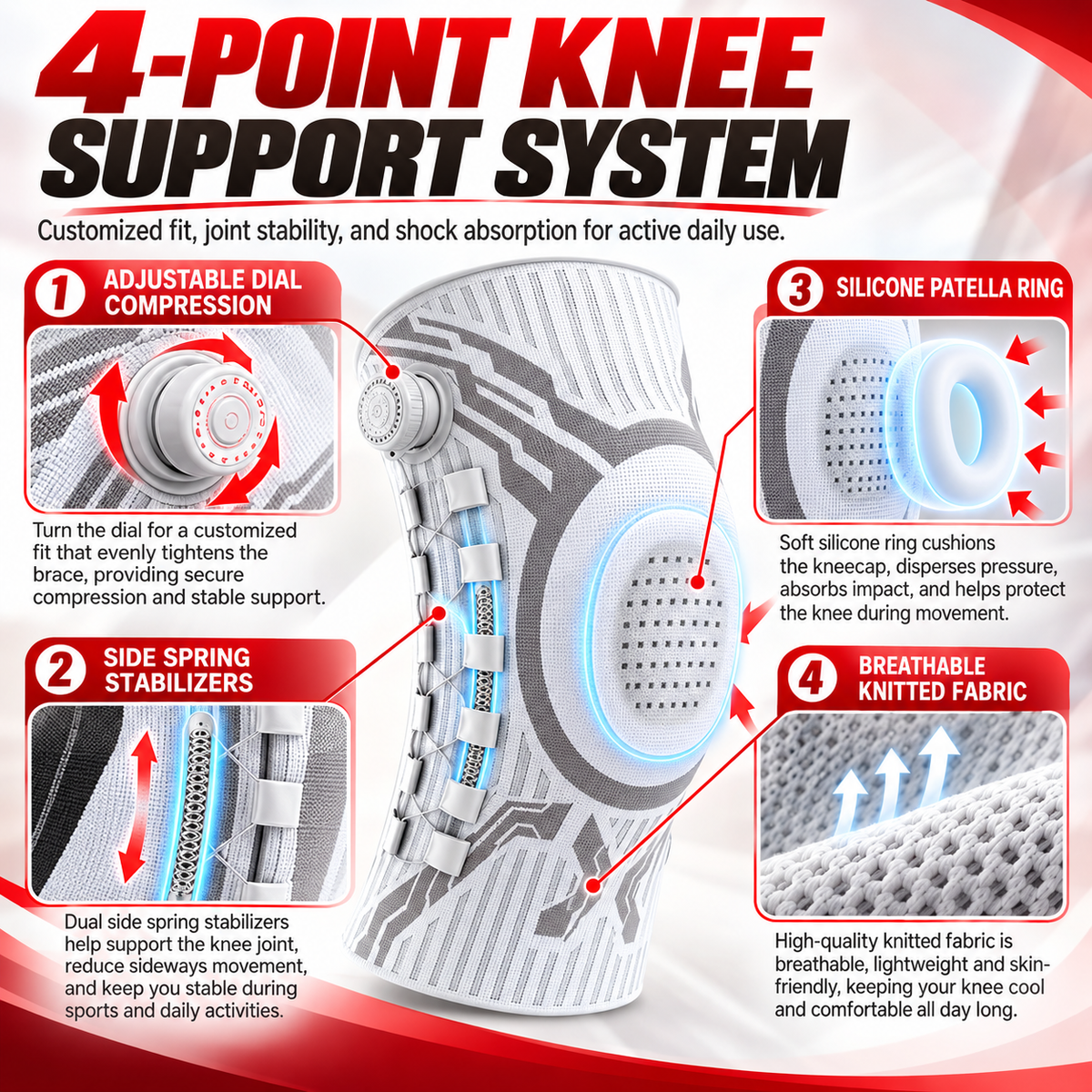 🏃Dial-Adjustable Sports Knee Brace with Alloy Spring Support