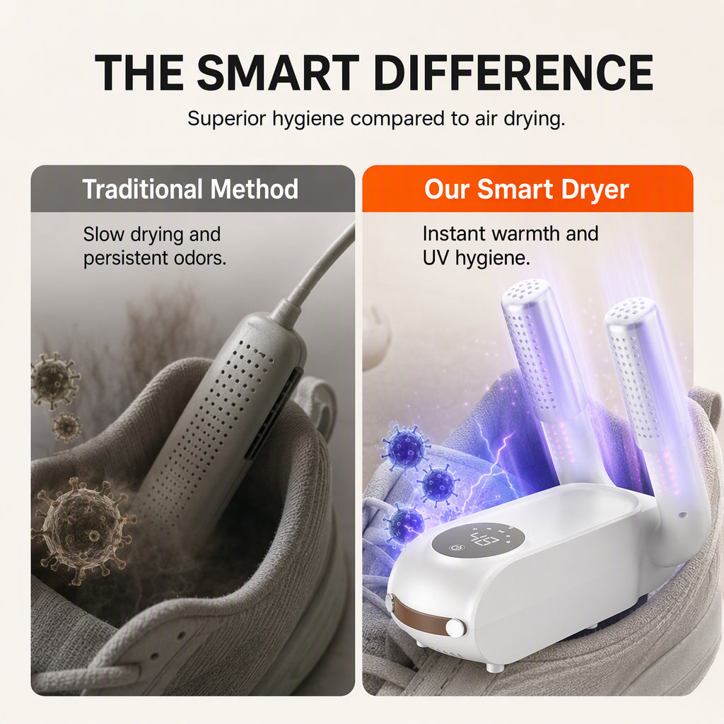 👟Foldable shoe dryer with smart timer and UV light
