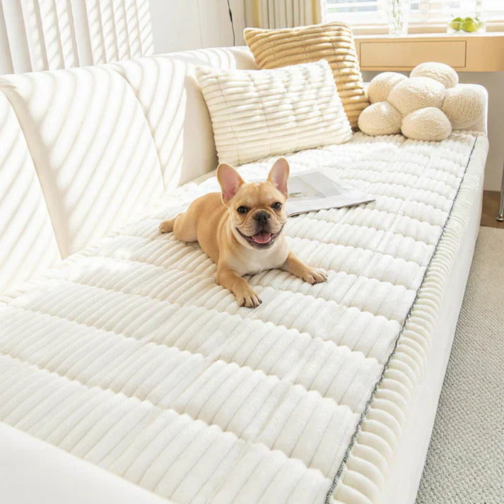 Plush Quilted Non-Slip Sofa Protector Cover for Pets